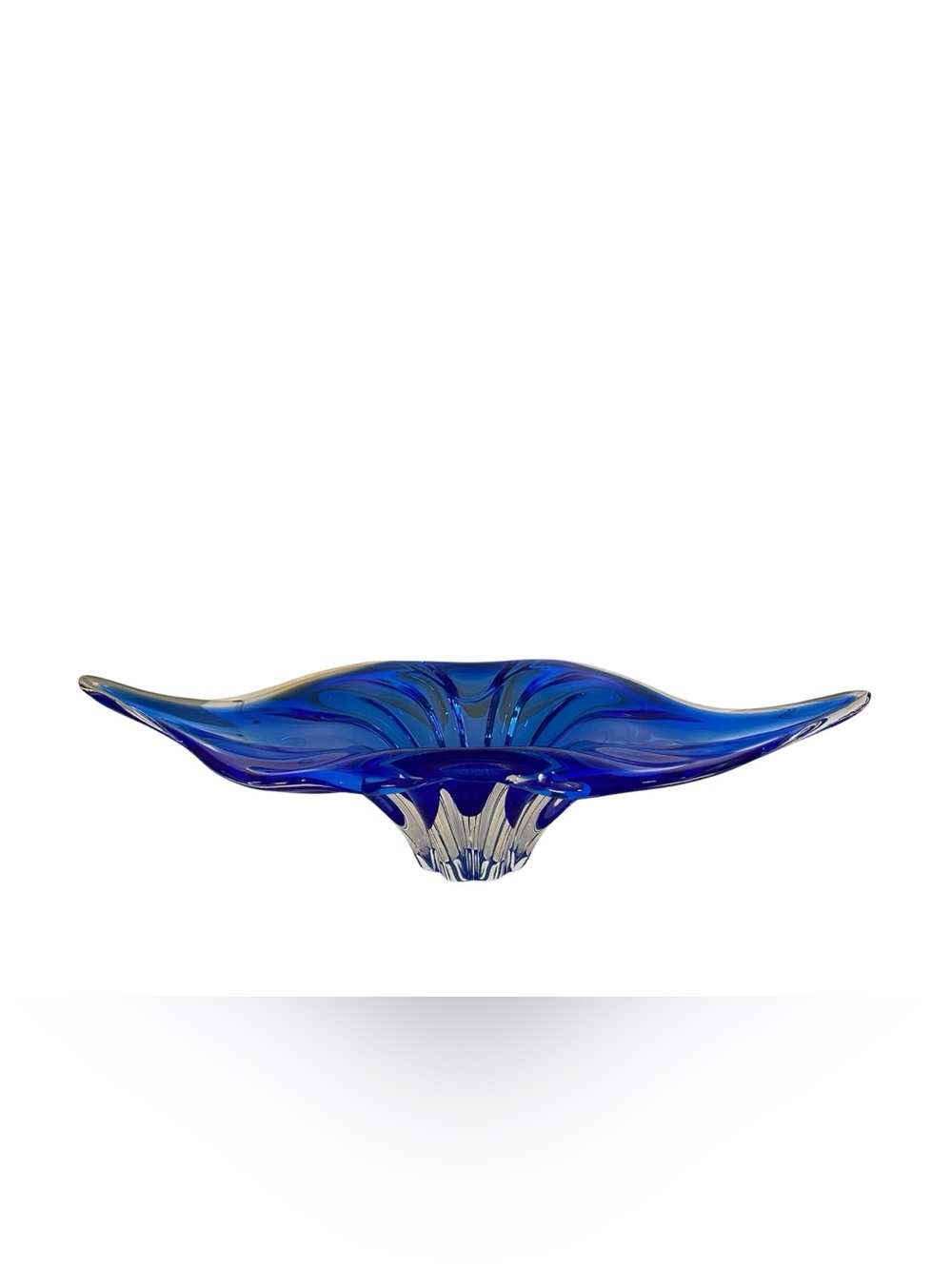 Bohemian Crystal Cribska Czech Handblown Art Glass Bowl. Centerpiece